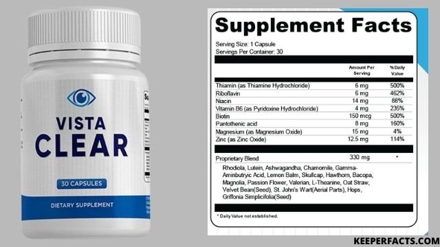 Vista Clear Supplement Facts